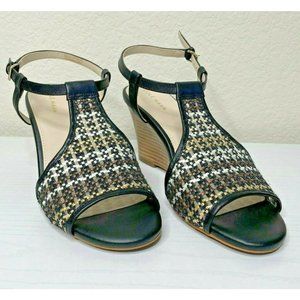COLE HAAN Black Open Toe Woven Wedge Womens Sz 6.5 B W13619